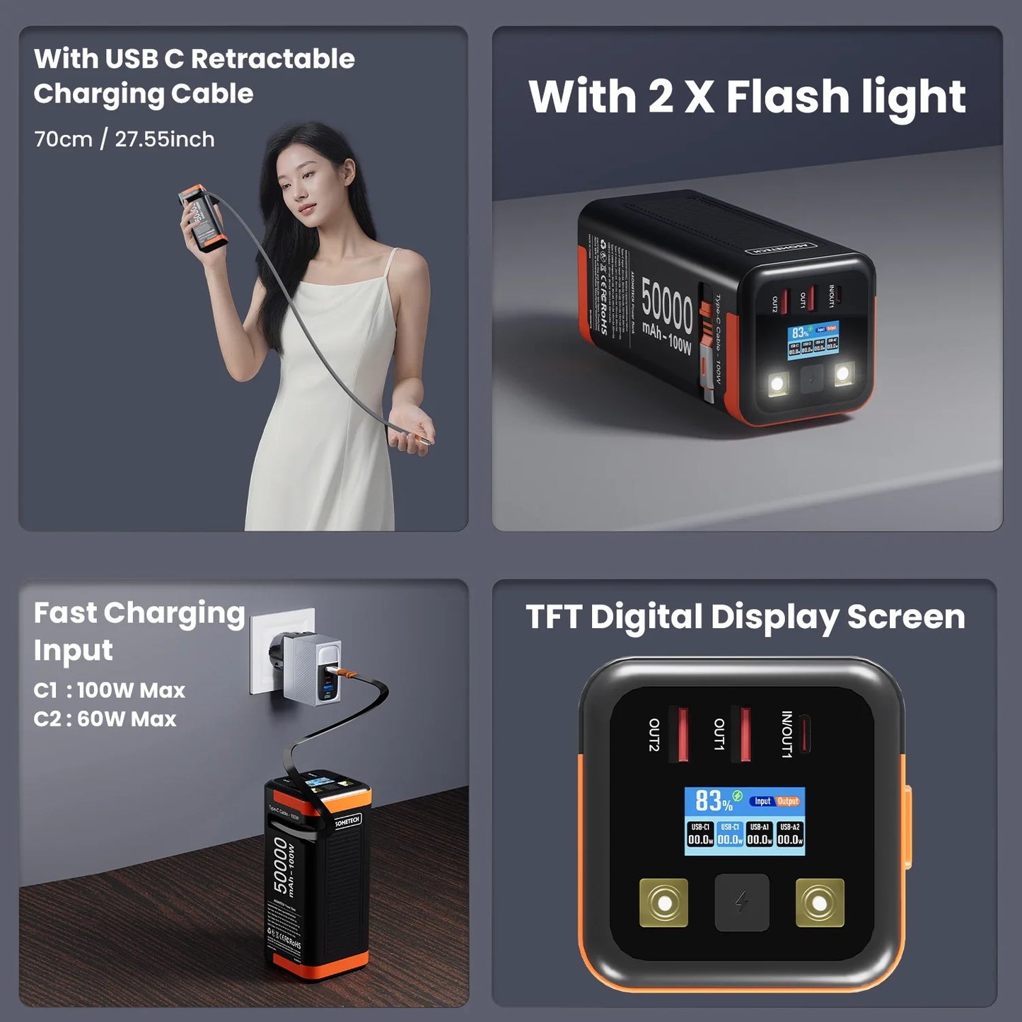 Mateus -Power Bank 50000mAh 100W PD PPS Super Fast Laptop